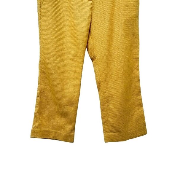 Tory Burch Sienna Harp Capri Cropped Tweed Trouser Pants Mustard Yellow 8 - Picture 6 of 9